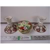 Image 1 : (2) Bayreuth(West Germany) Candle Holders and Vintage Nippon Roses Trinket Dish