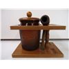 Image 2 : Vintage Traditional Walnut Estate Pipe Display Stand with Humidor Jar