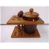 Image 4 : Vintage Traditional Walnut Estate Pipe Display Stand with Humidor Jar