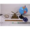Image 1 : (5) Pieces for Desk-Globe, Waterford Crystal Clock, Book End, Ruler, Pen Holder