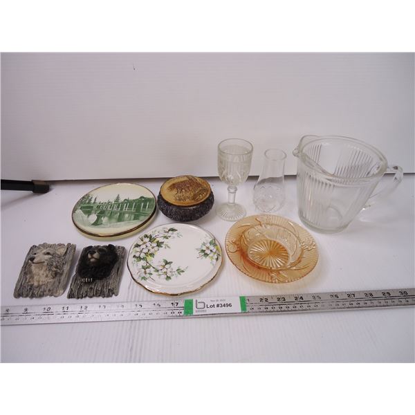 Lot of Misc. Glass, Wall Decor, Ceramic Souvenir and more