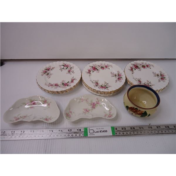 (15) Royal Albert "Lavender Rose" Saucers,(2) Limoges (France) and Bowl