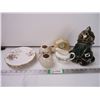 Image 1 : (6) Bell China Saucers,(2) Devon Ware, Clock, Aynsley Creamer and Statue