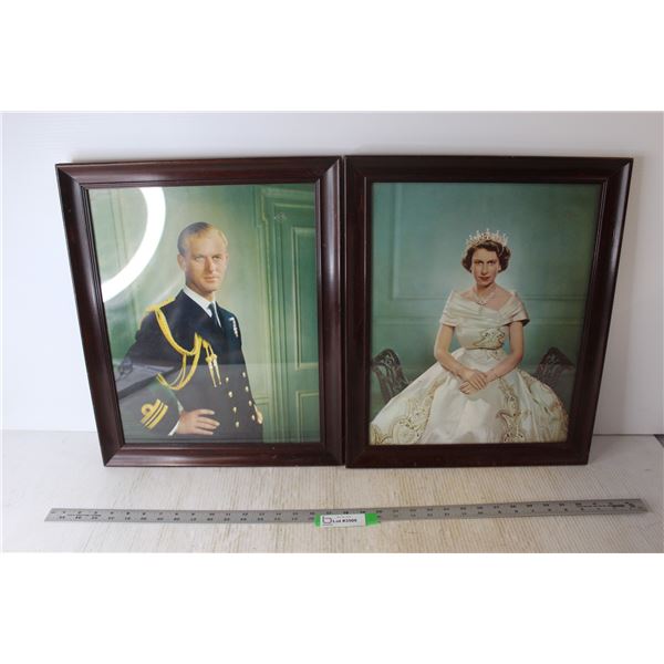 (2) Framed Royalty Prints - Queen Elizabeth & Prince Philip - 1953