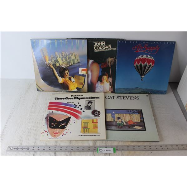 (6) Vinyl Records - Cat Stevens, Paul Simon, John Cougar, Billy Joel, Supertramp, Air Supply