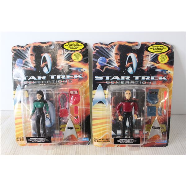 (2) Star Trek Figures - Generations - Sealed - Captain Picard and Deanna Troi