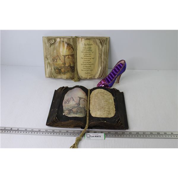 High Heel Shoe Ring Holder - Lacquered Books With Poems