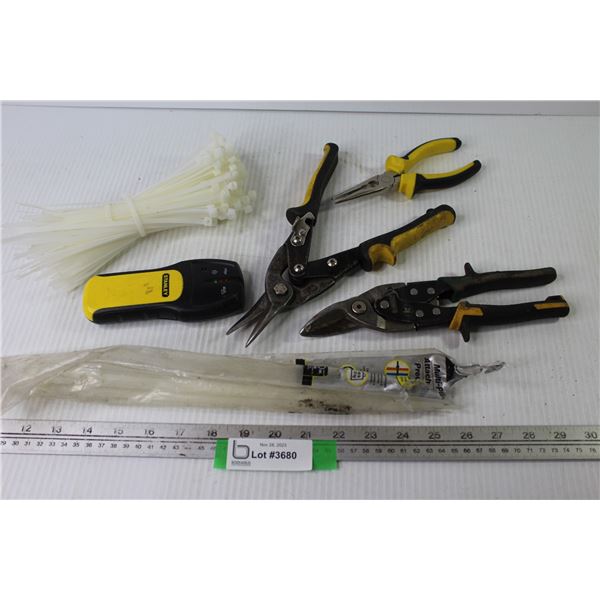 Stanley Stud Finder - Needle Nose Pliers - Snips - Tie Straps