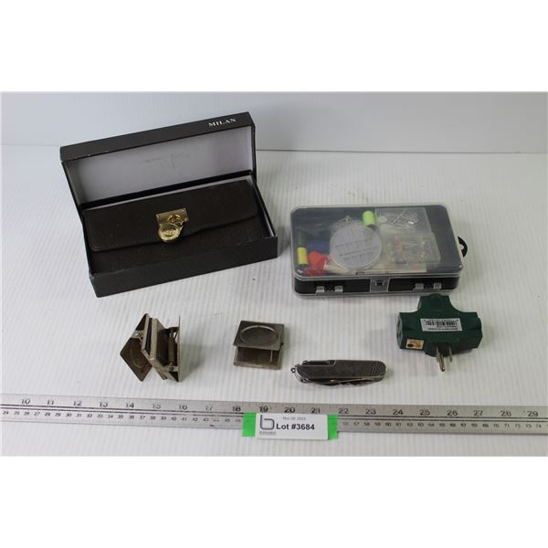 Milan Wallet in Box - Magnetic Clips - Plastic Sewing Case - Multi Plug End - Pocket Knife