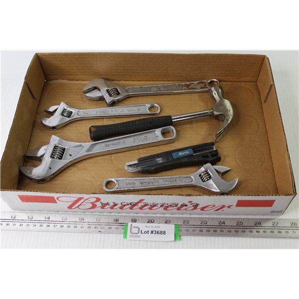 (4) Crescent Wrenches - Utility Knife - Hammer