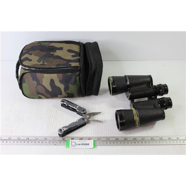 Lunch Bag - Tasco Binoculars (has been glued) - Multi Tool