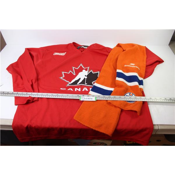 Canada Hockey Shirt (size lg) - Oilers Scarf