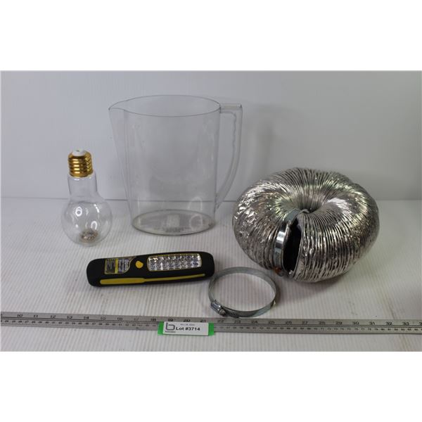 Plastic Pitcher - Dryer Vent Hose w/Clamp - Power Del Work Light