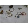 Image 7 : Cardboard Box - Feathered Earrings - Rings - Pins - Elastic Guitar Band