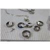 Image 6 : (2) Bracelets - (6) Rings Assorted Sizes - Lock & Key Charm Bracelet - Necklace