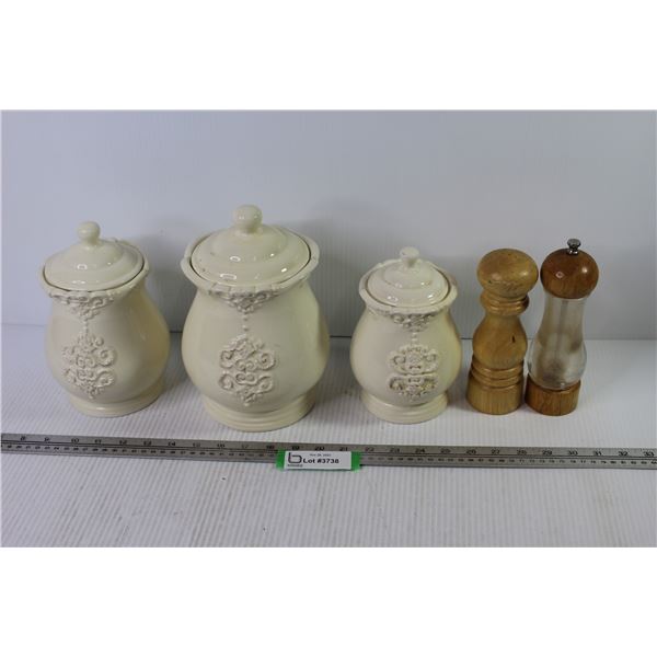Ceramic Kitchen Cannisters - Salt & Pepper Shakers