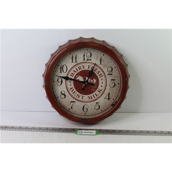 Dairy Fresh Metal Cap wall Clock (not running - battery operated - has chips & wear)
