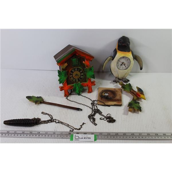 Germany Coo Coo Clock (in pieces - not running - unknown completion) - Penguin Battery Operated Cloc