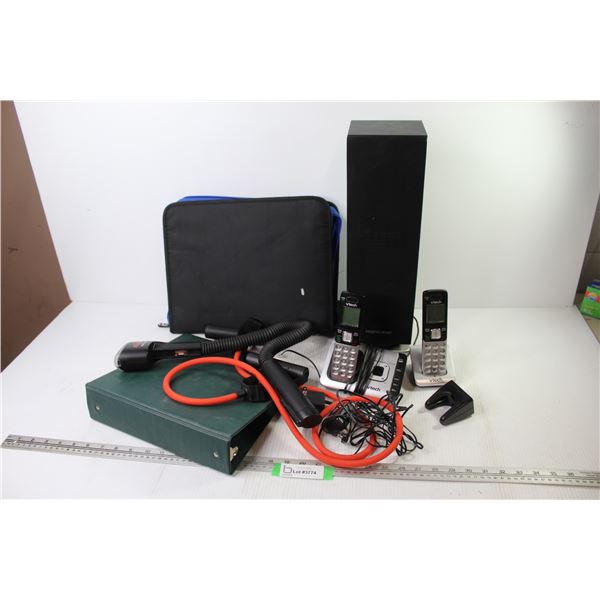 Exercise Strap - Sharper Image Speaker - Black & Decker Snake Light - (2) Vtech Phones & Chargers - 
