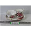 Image 1 : Royal Albert "Prairie Rose" Creamer & Sugar Set w/ Tray