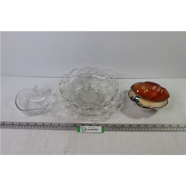 Noritake Dish - Glass Apple Dish - (2) Glass Open Lace Dishes