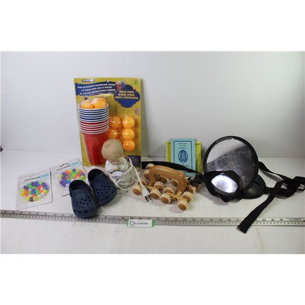 Beer Pong Game - Mirror on Stand - Massage Rollers - Bicycle Spoke Beads - Kids Off Brand Crocks -(s