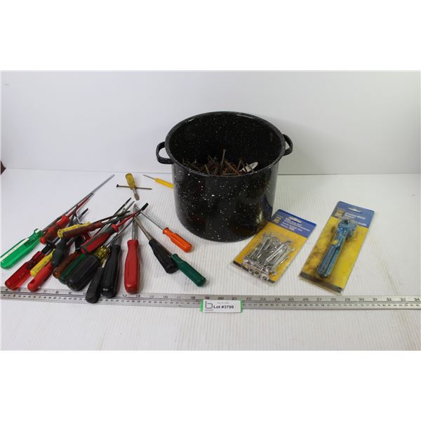 Grinding Wheel Dresser - Mini Wrench Set - Screw Drivers - Roasting Pan of Nails