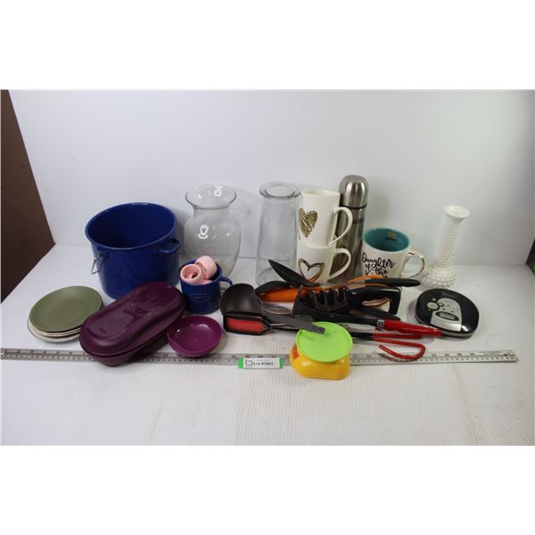 Metal Pot w/Handle - Thermos - Metal cup w/Napkin Rings - Kitchen Ware Items - Vases - Koss Disk Pla