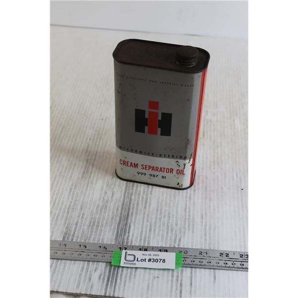 International Harvester McCormick-Deering Cream Separator Oil Tin