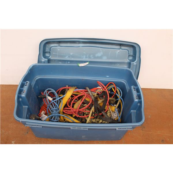 * Rubbermaid Tote with Assorted Ratchet Straps 