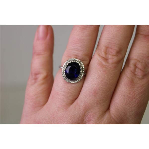 ^ .925 Silver / Sapphire Ring
