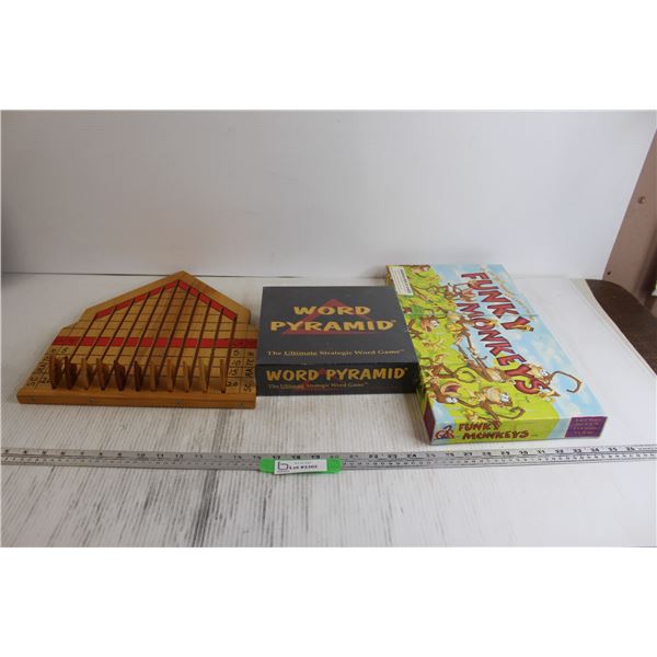 Word Pyramid Game - Sealed, Horse Race Game - As Is, Funky Monkey Game - As Is