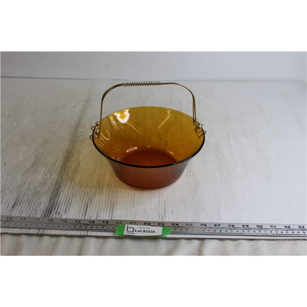 Amber Glass Fruit Bowl w/ Handle