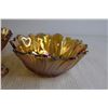 Image 3 : (2) Iridescent Yellow and Purple Sunflower Carnival Glass Bowls + Carnival Marigold Glass Oval Dish