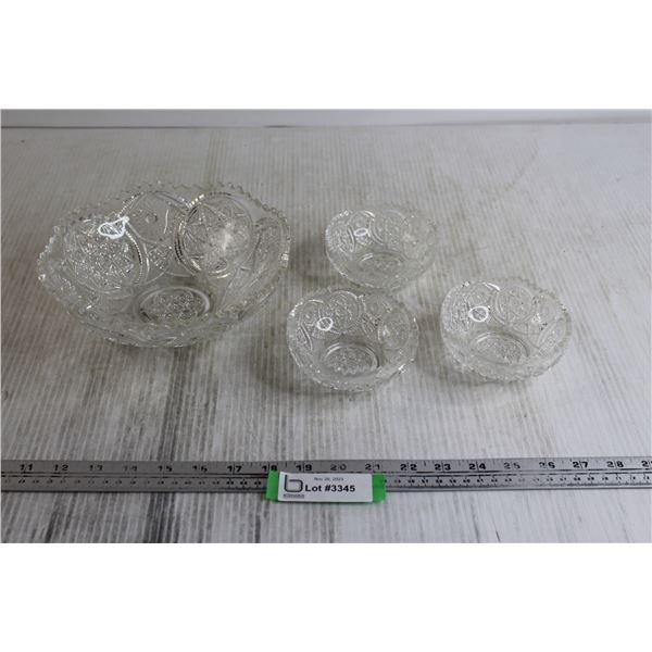 Glass Bowl + (3) Glass Candy Dishes
