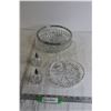 Image 1 : Salt and Pepper Shakers + Large Bowl + Crystal Divided Dish