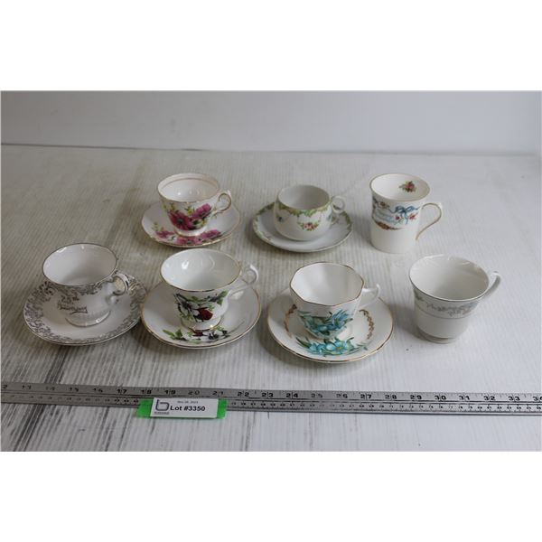 (5) Tea Cups w/ Saucers + (2) Coffee Cups