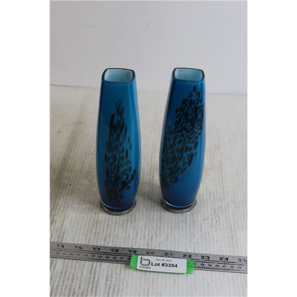 (2) Blue Vases