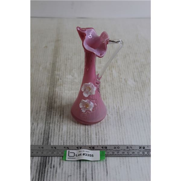 Art Glass Pink Long Neck Pitcher Vase