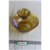 Image 1 : 3-Piece Carnival Glass Chip and Dip Set - Golden Tone
