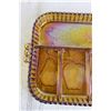 Image 2 : Marigold Carnival Glass Divided Tray Platter - Fruit Pattern