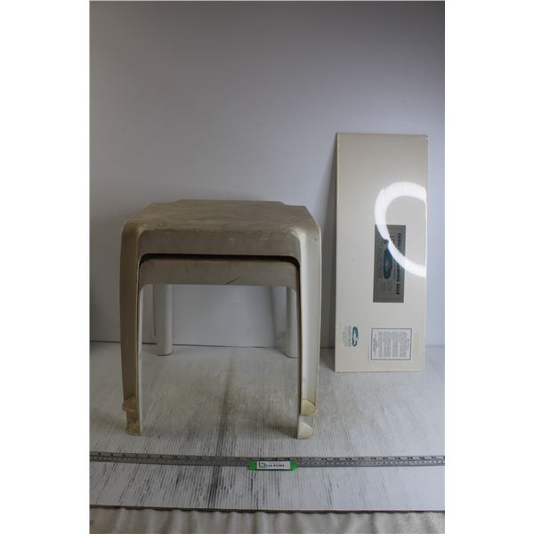 * (2) Plastic Patio End Tables   Misc.