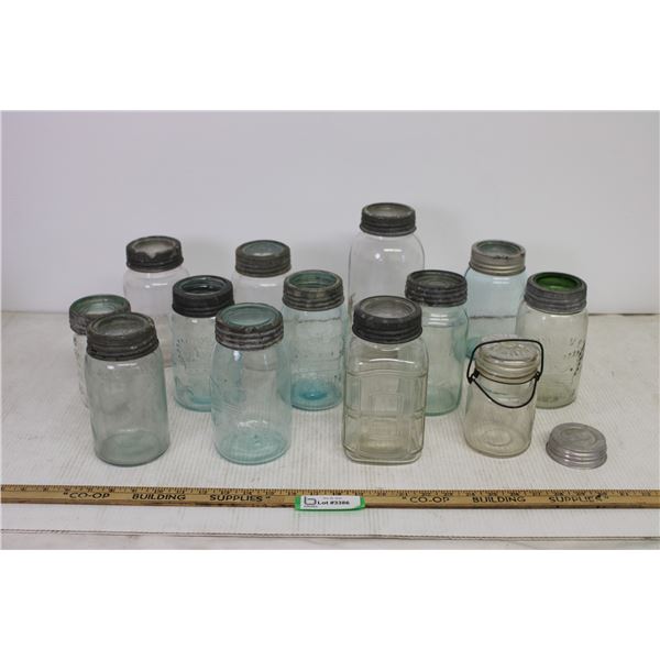 * (13) Mason Jars w/ Glass Sealers