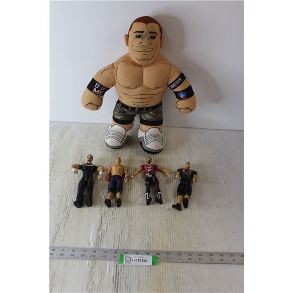 (4) Plastic WWE Figures - Tommy Dreamer, Sami Zayn, John Cena + (1) John Cena WWE Plush