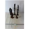 Image 1 : (5) Wood Figures - Woman's Head, Birds, Tall Women
