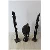 Image 3 : (5) Wood Figures - Woman's Head, Birds, Tall Women