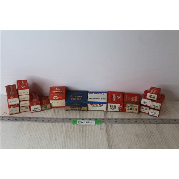 (18) Standard Motor Products Parts - Radiator Cap, Switches, Points, Misc.
