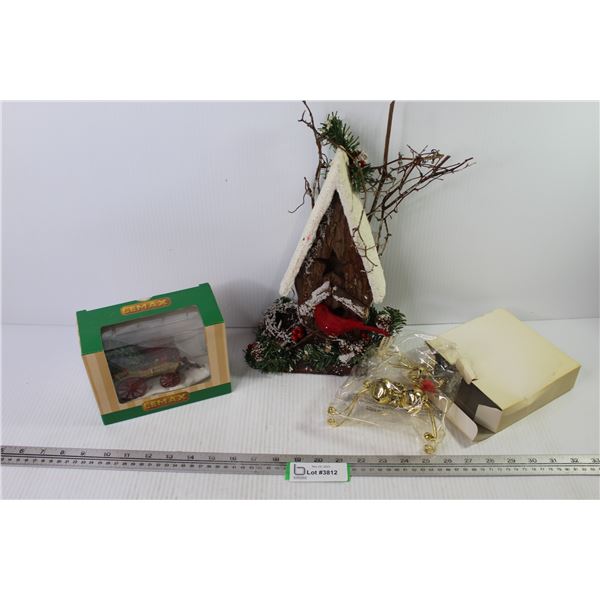 Christmas Decorations - Bird w/House - Lemax Wagon - Bell Deer