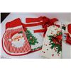 Image 4 : (7) Christmas Themed Aprons - Napkins - Rings w/Cloth Christmas Figures