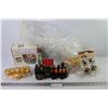 Image 1 : Plastic Christmas Tree - Decorations - Wooden Train - Box of Christmas Cards (unopened)
